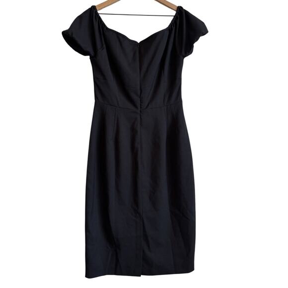 Glamour Bunny Off The Shoulder Pinup Pencil Skirt Dress Sz L Black Retro 1950s - Picture 7 of 15